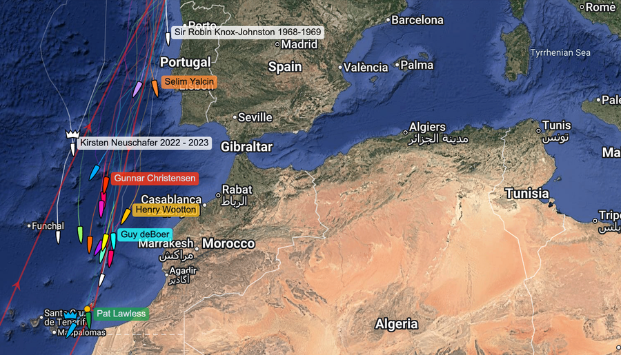 Todays sailor positions on the map