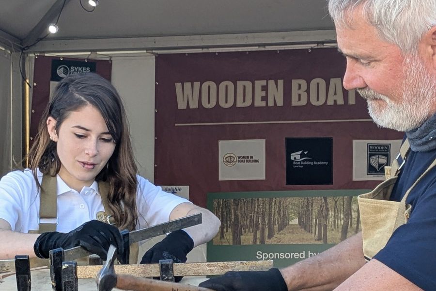 A wooden boat building demonstration underway at the show