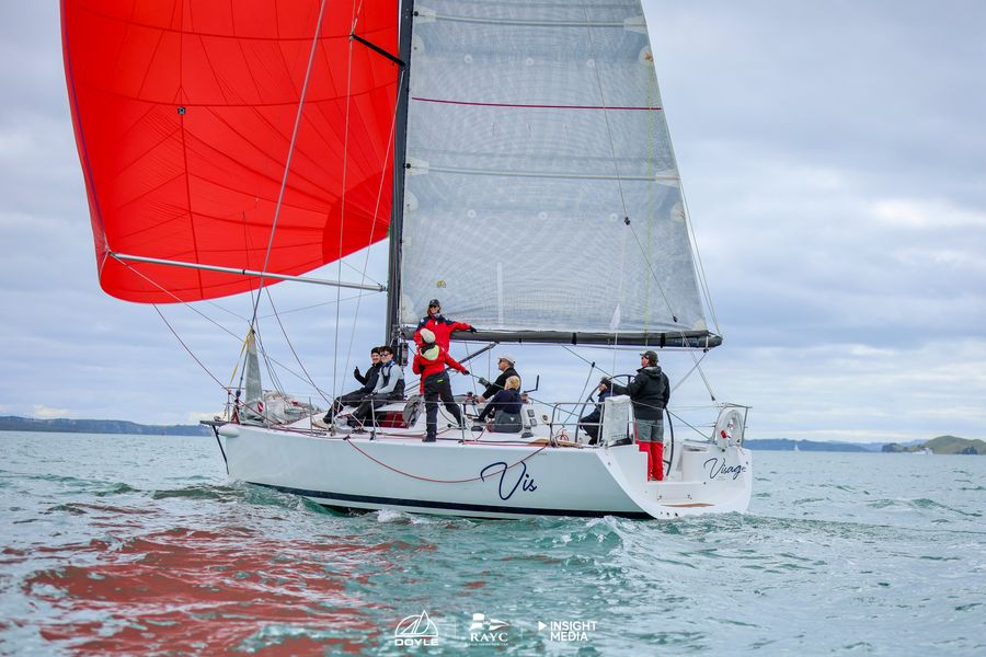 Visage (Vis), Cam Emmerton's Bakewell-White 38 C:R, at the start of the 2026 Roy McDell Yacht Race.
