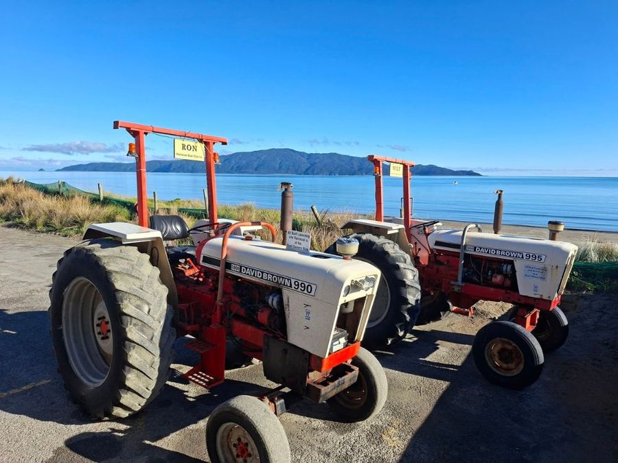 Waikanae Boating Club tractors, Ron and Wilf