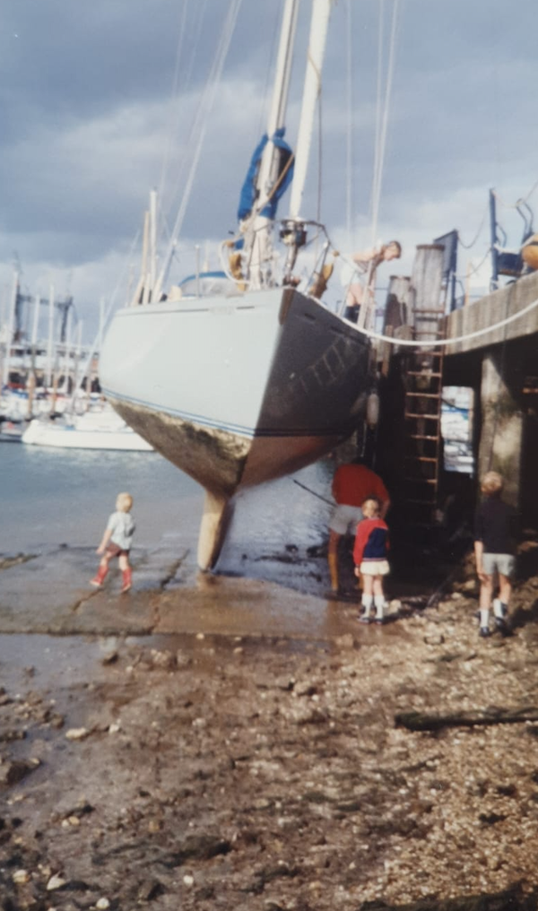Wetherley out of the water; being readied for its long voyage.