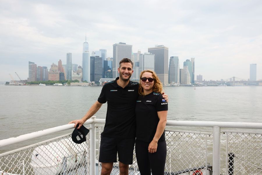 Having visited the Billion Oyster Project, now the two are ready to race this weekend! Photo credit: SailGP media