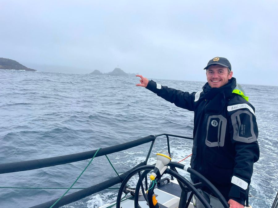 Jules White on board Pata Negra at Muckle Flugga