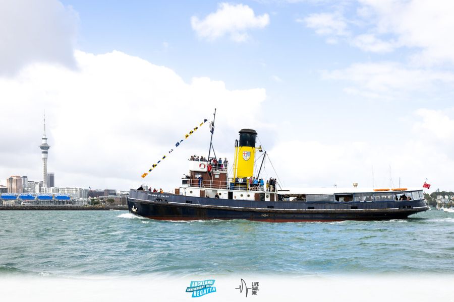 William C. Daldy in the Tugboat Harbour Race in the 2025 Auckland Anniversary Regatta. Monday 27 January. Photo: Suellen Hurling / Live Sail Die