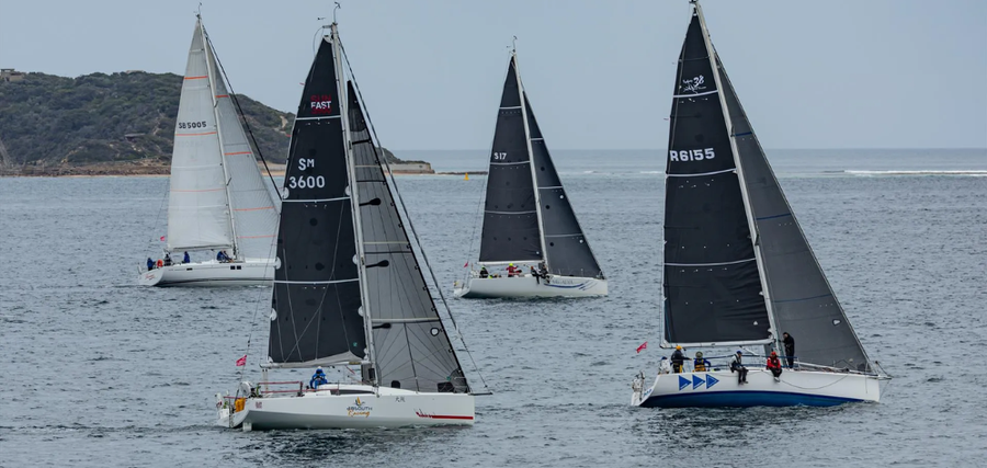 Yachts racing at the 2025 Rudder Cup.