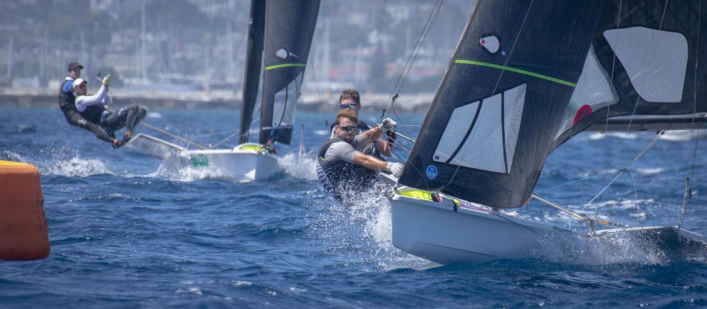Coutts and Gunn lead Kiwi 49er challenge at LA 2028 Olympic venue, 05 August 2026