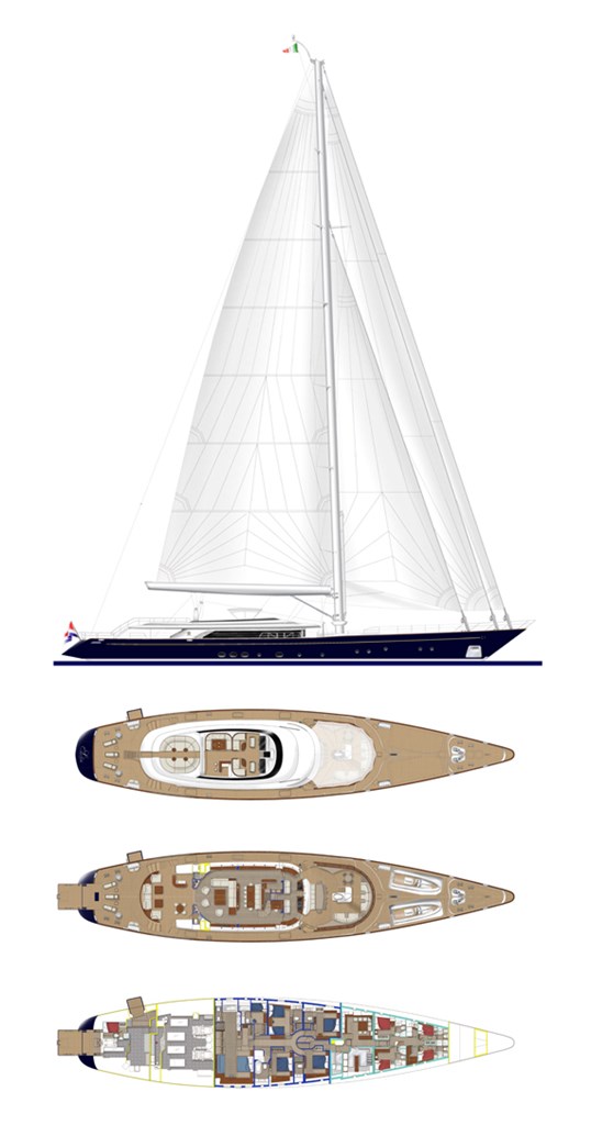 The layout of the Bayesian, source: Perini Navi.