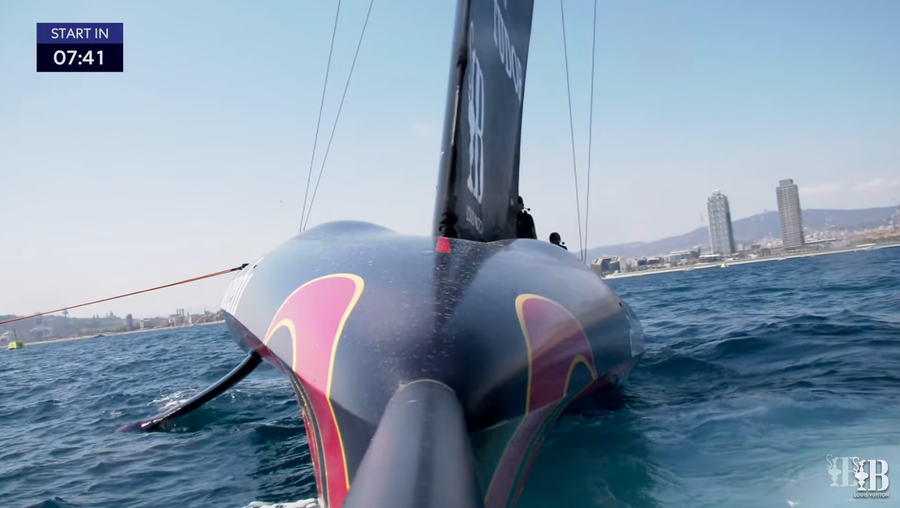 Is this a Beached Whale? Very close - Alinghi and Orient Express are both being towed at the moment