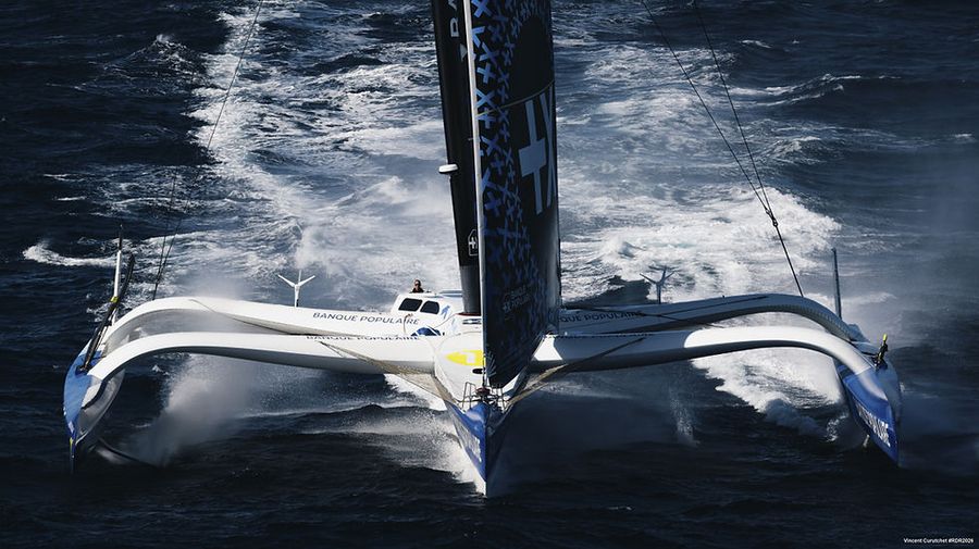 Armel Le Cléac'h aboard Maxi Banque Populaire XI, one of the favourites for this edition. Photo: Vincent Curutchet