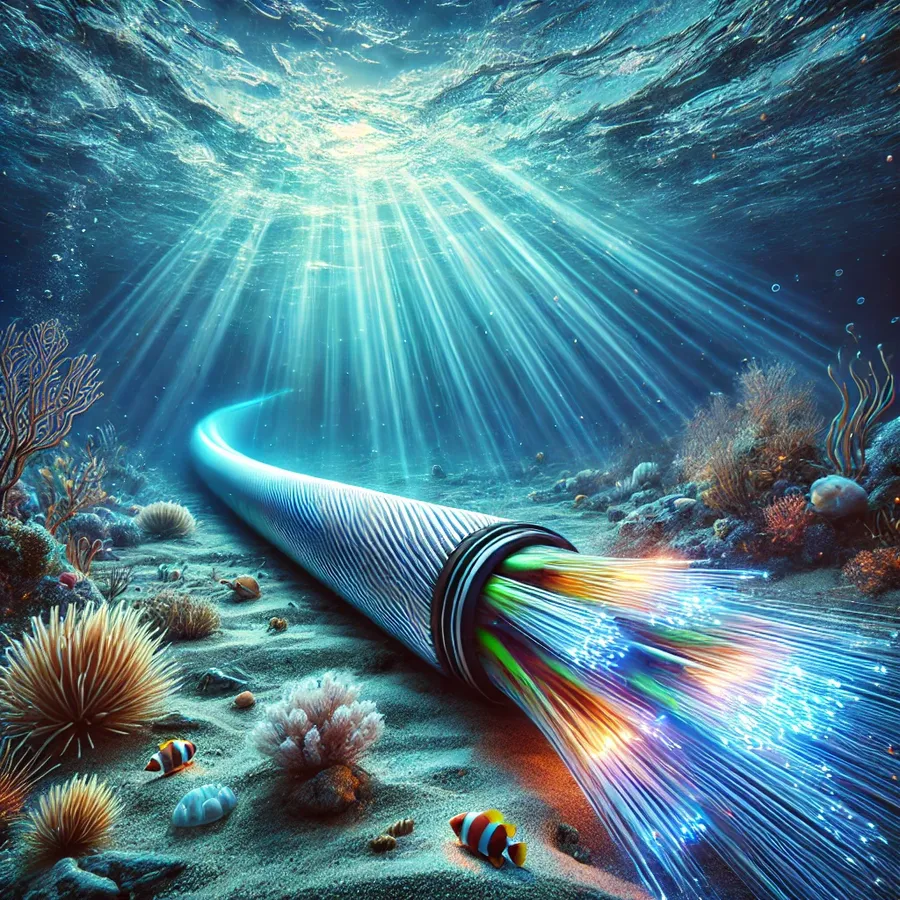 Computer generated image of fibre with light. Photo credit: BNZ