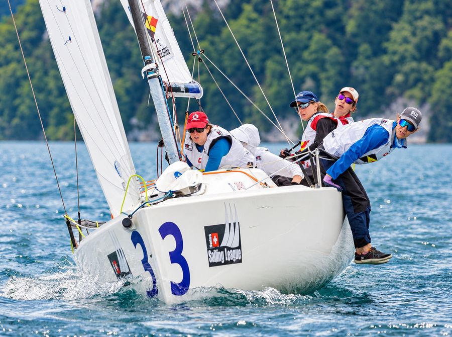 Tight competition on display during the J70 Swiss HeidiCup women's series on Lake Thun.