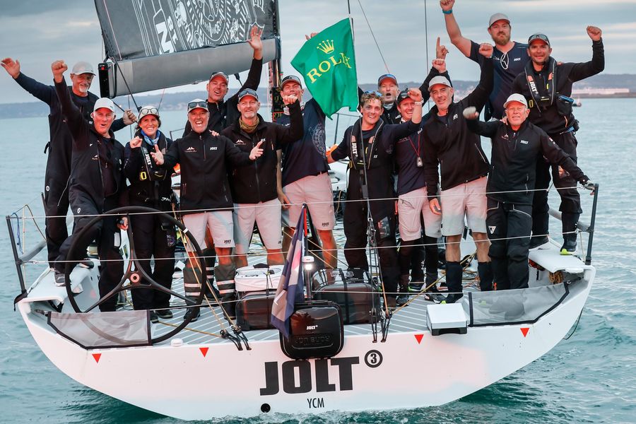 The Jolt 3 crew celebrates their result.