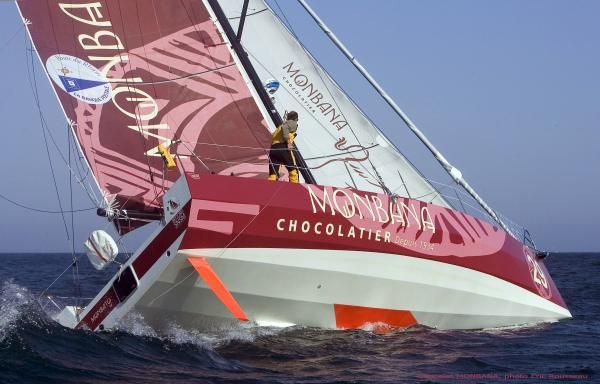 Multi-chine yacht at work