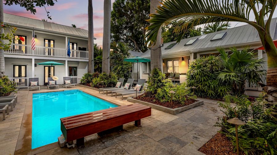 Pool area at a Key West vacation rental offered by Last Key Realty