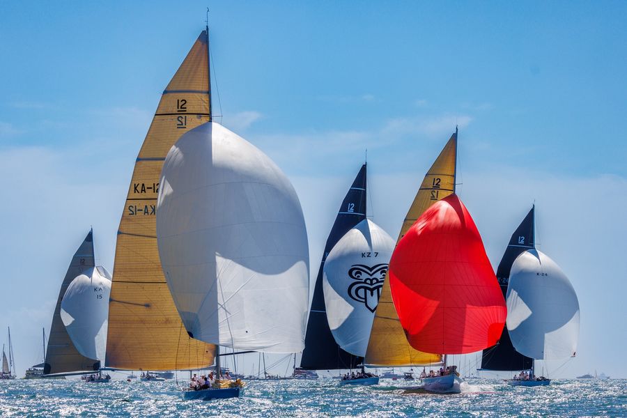 XVII Regata PUIG VELA CLÀSSICA BARCELONA. Several of the boats from that 1987 regatta competed in Barcelona, including the revered Kookaburra II, French Kiss, Crusader, South Australia and Kiwi Magic. Photo credit : Nico Martinez via AC37 Media.