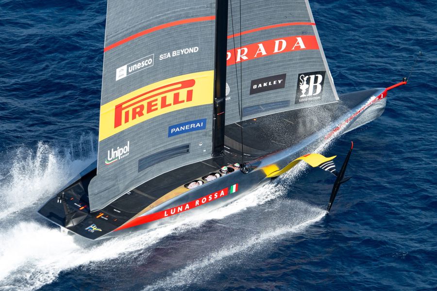 October 04, 2024. Louis Vuitton Cup, Final Race Day 7. LUNA ROSSA PRADA PIRELLI TEAM Photo Credit AC37 media