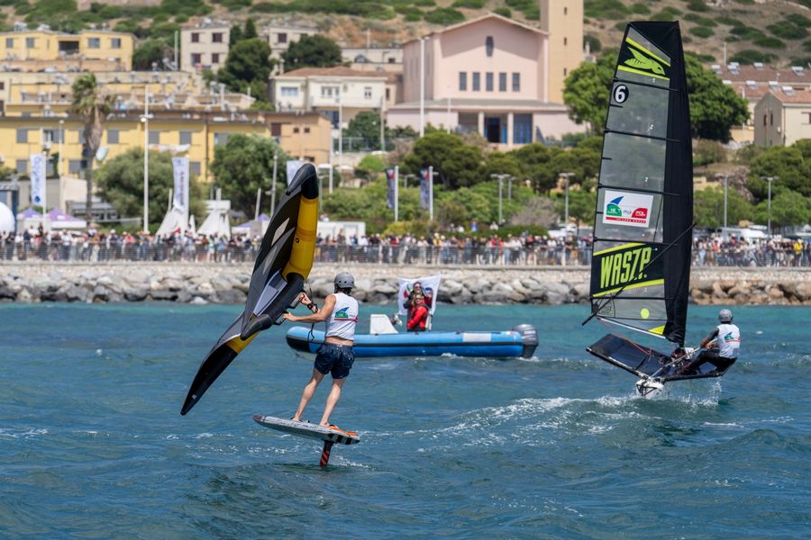 Fans enjoy FIV activities in the Lazzareto Fan Zone at the Louis Vuitton 38th America's Cup Preliminary Regatta in Sardinia, 22 May 2026.