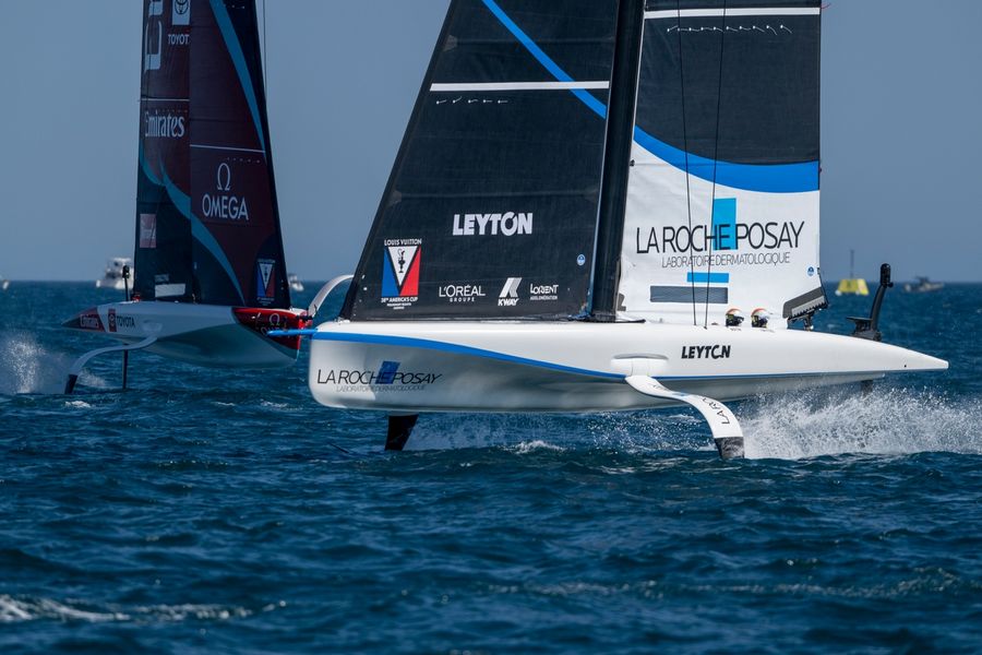 Competitors battle it out on day two of the Louis Vuitton 38th America's Cup Preliminary Regatta in Sardinia.