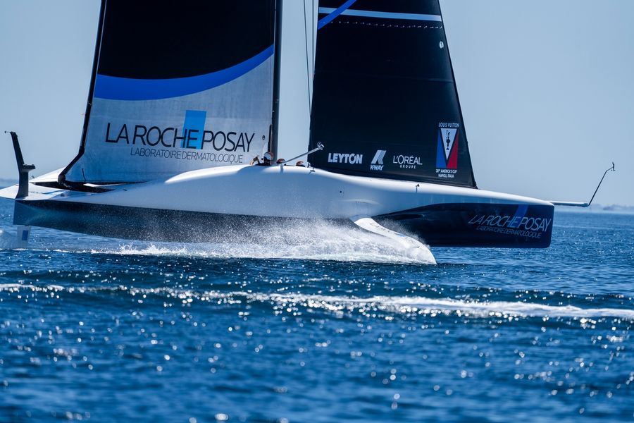 La Roche Posay Racing Team spotted during America's Cup reconnaissance activity.