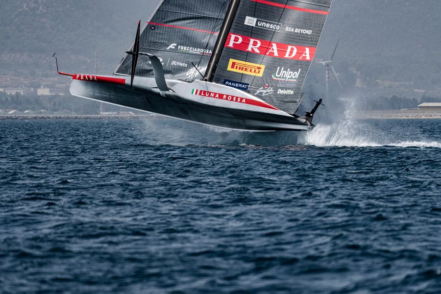 Luna Rossa out on the water during day 20 of AC38 recon on 26 August 2026. Photo: Ivo Rovira / America's Cup
