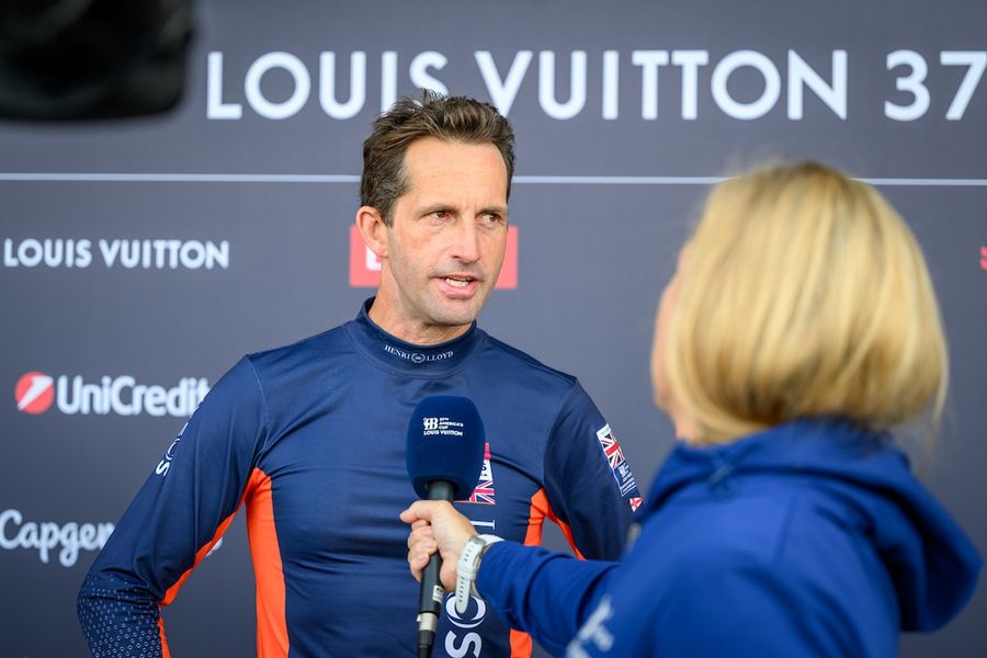 Ben Ainslie of INEOS Britannia in action during Race Day 3 of the Louis Vuitton Cup, August 31, 2024.