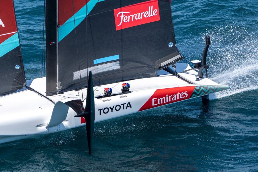Racing action from the Louis Vuitton 38th America's Cup preliminary regatta in Sardinia, day two, 23 May 2026.