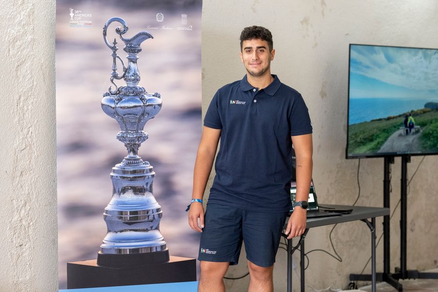 IT intern Adriano on the job at the Louis Vuitton 38th America's Cup Preliminary Regatta in Naples. Photo: Ricardo Pinto/America's Cup