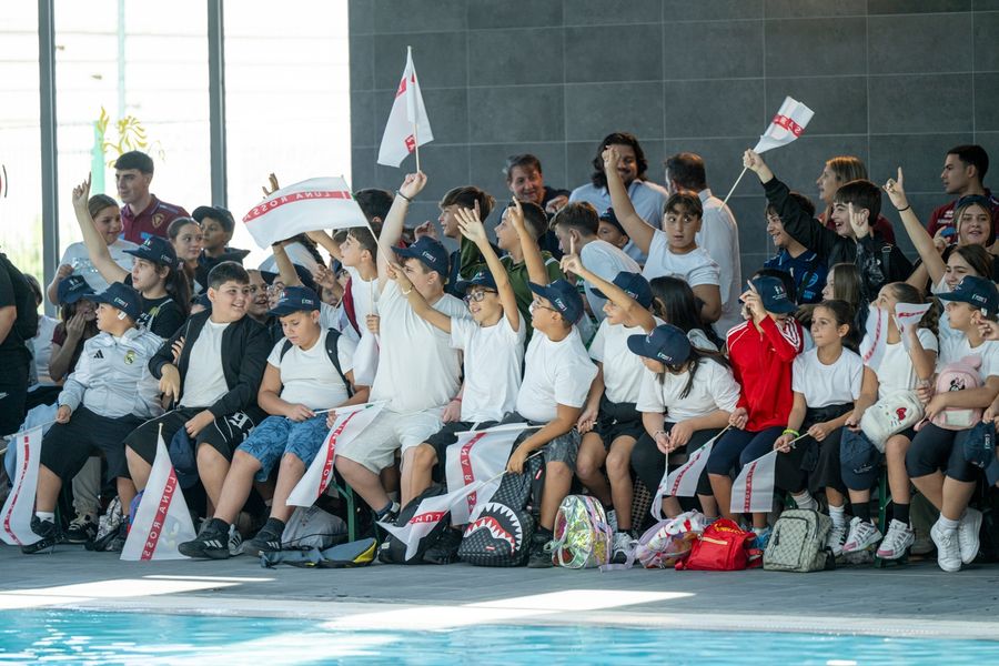 Youngsters engage with sailing activities at Caivano's Pino Daniele Sports Centre during the America's Cup Preliminary Regatta lead-up, 23 September 2026.