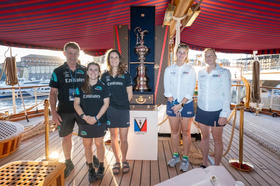 America's Cup teams aboard the Amerigo Vespucci during the Louis Vuitton Preliminary Regatta in Naples, 23 September 2026.