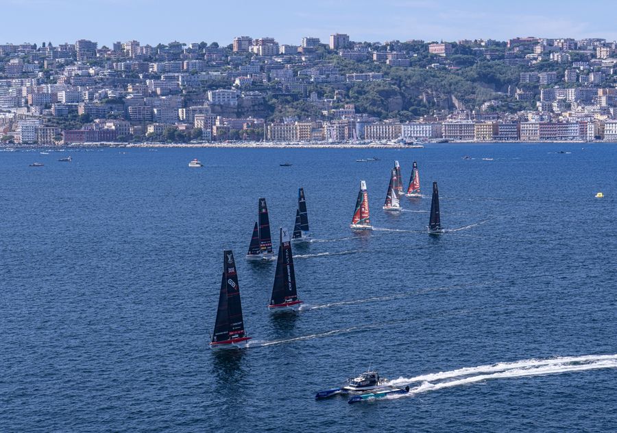 Action from the Practice Race at the Louis Vuitton 38th America's Cup Preliminary Regatta in Naples, 24 September 2026.
