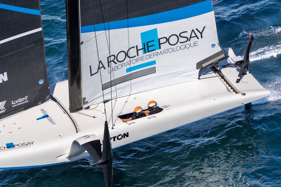 La Roche-Posay Racing Team during a practice race ahead of the Louis Vuitton 38th America's Cup Preliminary Regatta in Naples, 24 September 2026.