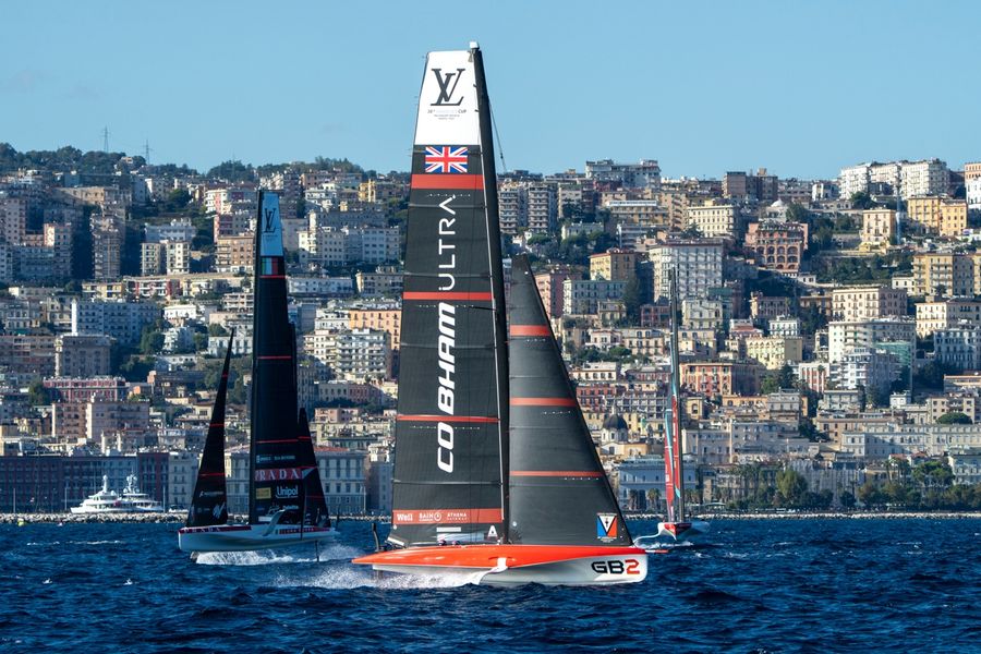 Action from Race Day 1 of the Louis Vuitton 38th America's Cup Preliminary Regatta in Naples, 25 September 2026.