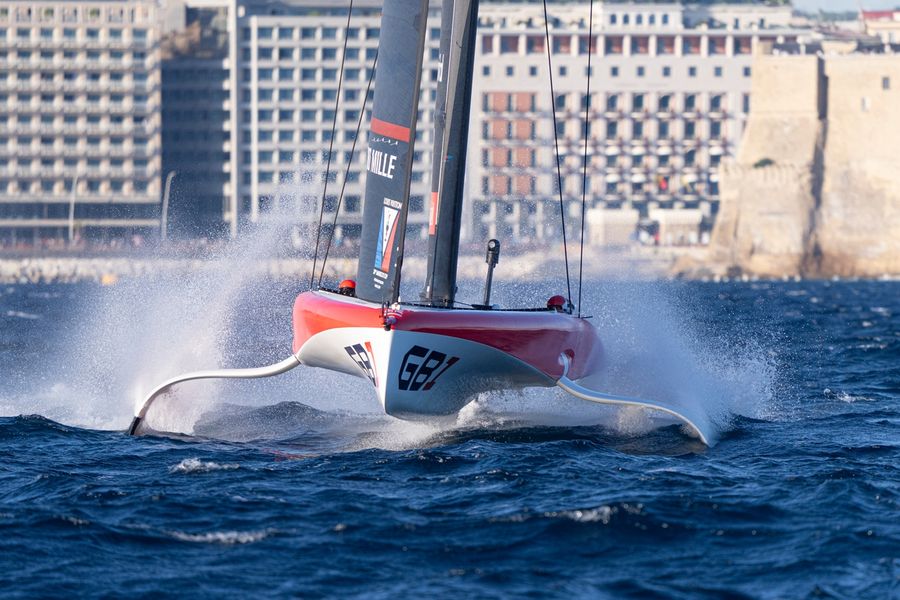 GB1 out on the water during Race Day 1 of the Louis Vuitton 38th America's Cup Preliminary Regatta in Naples, 25 September 2026.