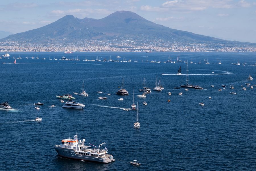 An aerial view of Naples during the Louis Vuitton Preliminary Regatta on 27 September 2026.