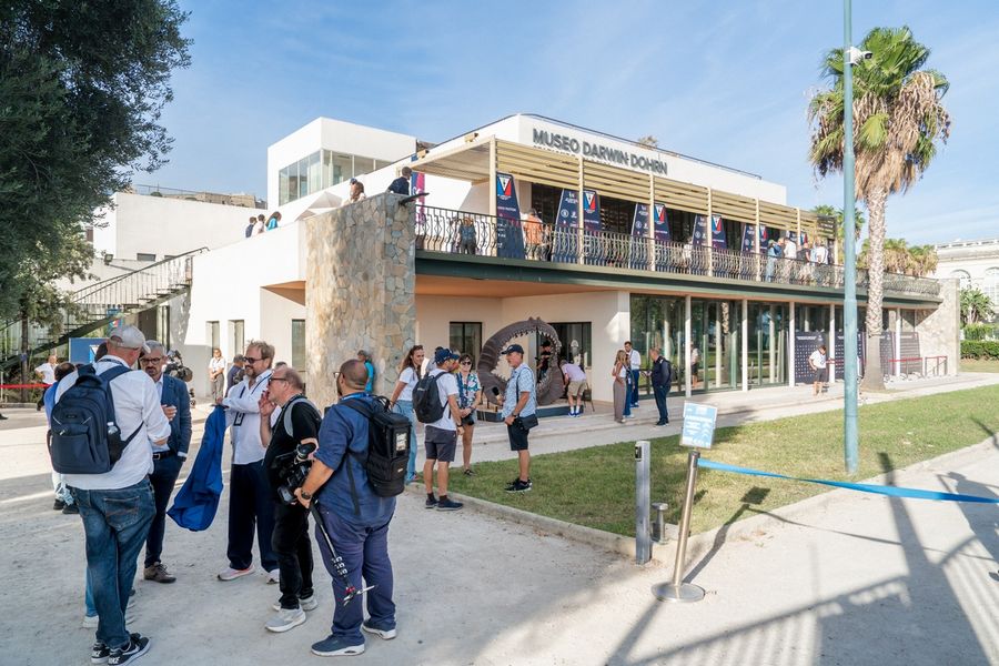 Inside the media centre at the Louis Vuitton 38th America's Cup Preliminary Regatta in Naples on 24 September 2026. Photo: Francesca Ardau/America's Cup