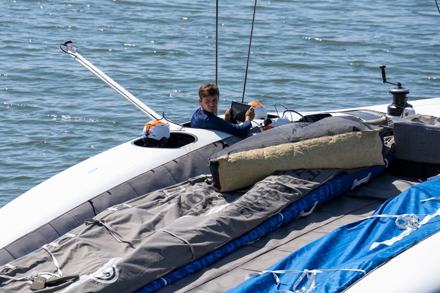 La Roche Posay Racing Team on the water during America's Cup recon, race B1, day 11.