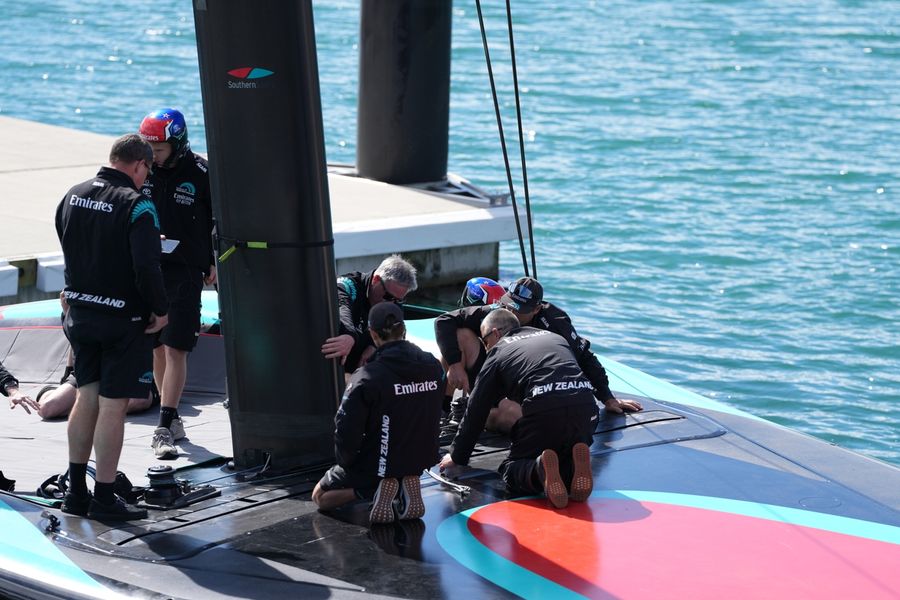 Emirates Team New Zealand's AC75 Taihoro on day 25 of America's Cup recon training in Auckland, 6 October 2026. Photo: Sam Thom/America's Cup