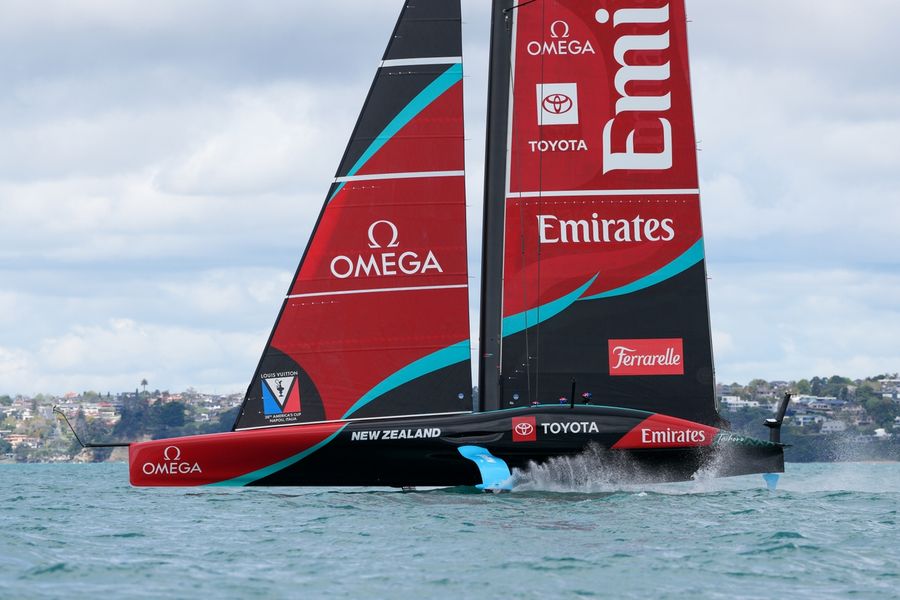 Taihoro back on Auckland waters as Emirates Team New Zealand continues its America's Cup build-up, 6 October 2026. Photo: Sam Thom/America's Cup