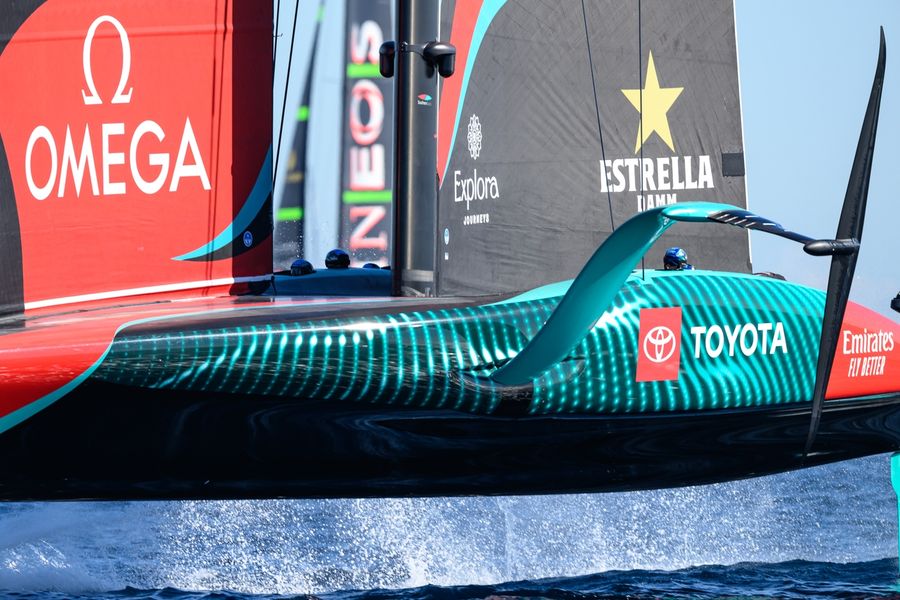 Emirates Team New Zealand racing on day six of the 37th America's Cup. Photo: Ricardo Pinto/America's Cup