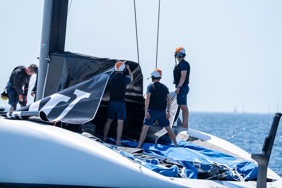 La Roche Posay Racing Team during a recon session for the America's Cup. Photo: Pierre Bouras/America's Cup