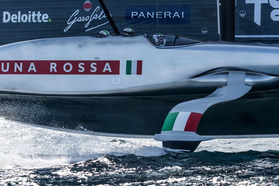 Luna Rossa's team out on the water during AC38 recon for the 38th Louis Vuitton America's Cup, 7 October 2026. Photo: Ivo Rovira/America's Cup
