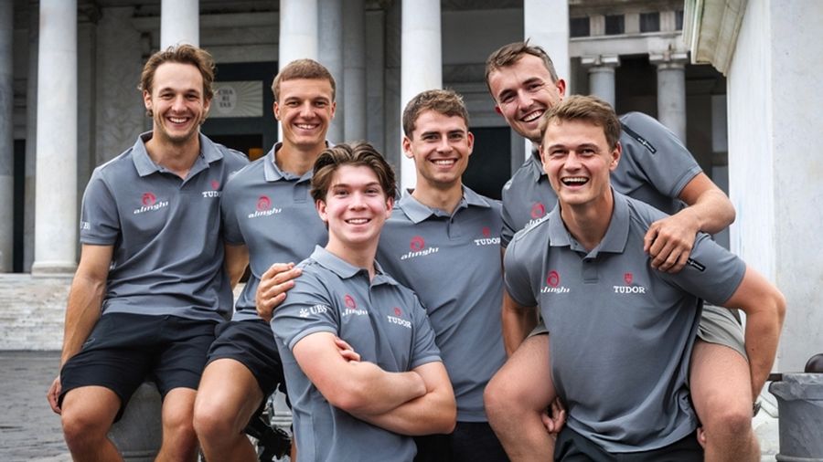 Matthieu Sistek, Arnaud Grange, Micha De Weck, Nilo Scharer, Joshua Richner and Nick Zeltner at Tudor Team Alinghi's Naples training camp.