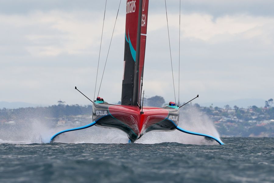 Taihoro, Emirates Team New Zealand's AC75, training on day 29 of America's Cup recon, 14 October 2026.
