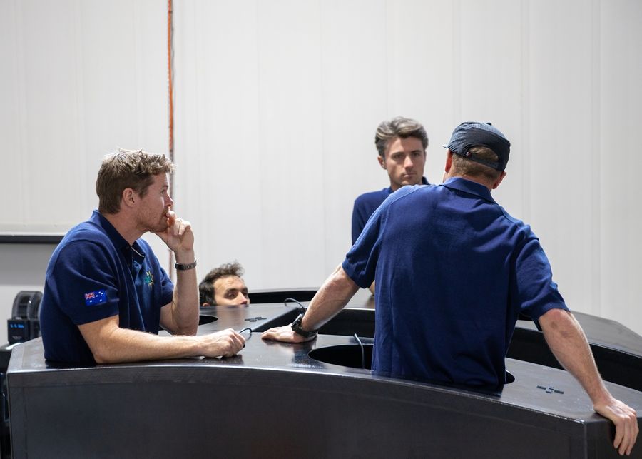 Team Australia crew members Tom S, Jason W, Tom N and Luke P ahead of the 38th America's Cup, August 2026.