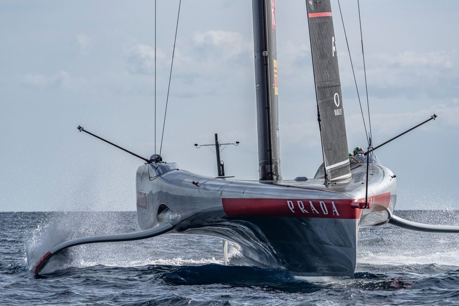 Luna Rossa Team out on the water during AC38 recon, 25 October 2026. Photo: Ivo Rovira / America's Cup