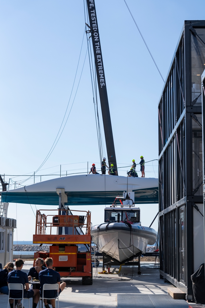 La Roche-Posay Racing Team puts their rig through its paces during America's Cup recon. Photo: Pierre Bouras/America's Cup