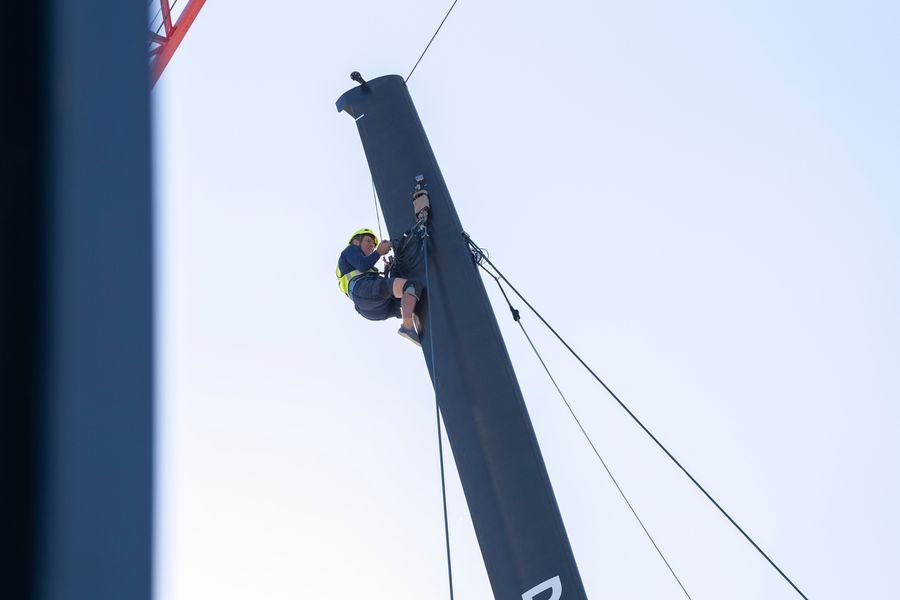 La Roche-Posay Racing Team puts their rig through its paces during America's Cup recon. Photo: Pierre Bouras/America's Cup