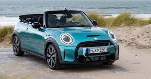 Mini Cooper convertible cruising the streets of Key West