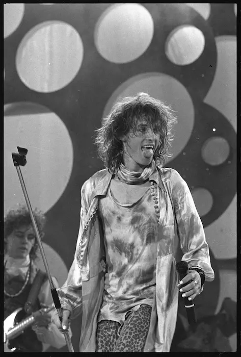 You may remember more like this! Andrew Fagan, lead singer of New Zealand pop band the Mockers, performing at the New Zealand Music Awards. Photo credit: 12 November 1985 by an Evening Post photographer.