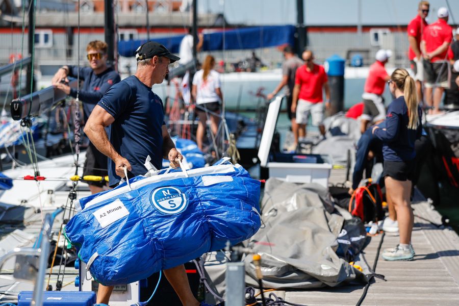Boats are readied dockside ahead of the North Sails Cowes Week racing.